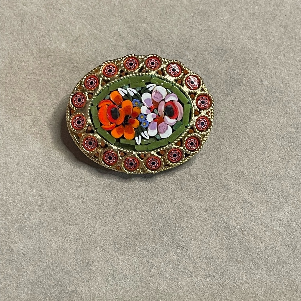 Vintage micro mosaic brooch